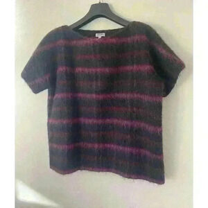 KENZO Paris Black Pink Plaid Top Alpaca Wool Blend Designer Size 36